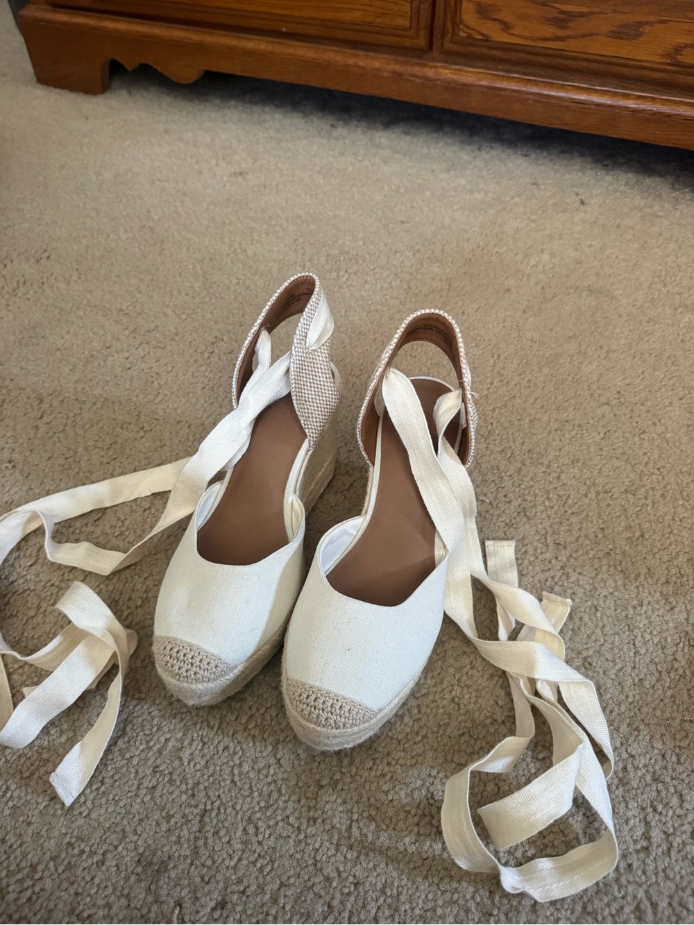 Universal Thread Cream Lace-Up Espadrille Wedges
